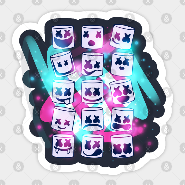 Marshmello Neon smile Marshmello Sticker TeePublic